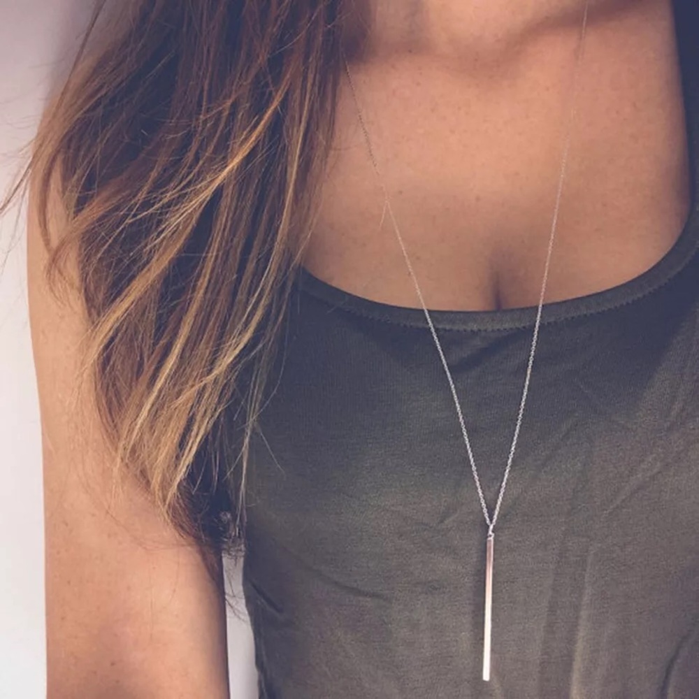 🌸NEW🌸 Silver Long Bar Pendant Necklace